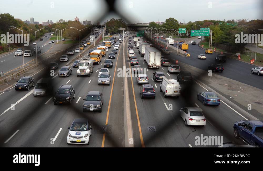 Traffic on Long Island Expressway in Queens, Traffic Jam, View trough