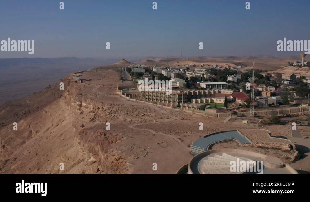 Mitzpe Ramon Mitzpe Ramon Mitzperamon Israel Negev desert highway drone dolly in ...