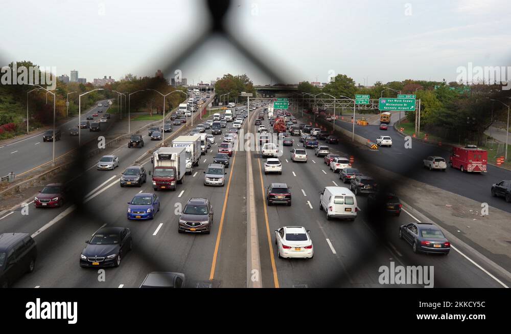 Traffic on Long Island Expressway in Queens, Rush Hour Traffic Jam