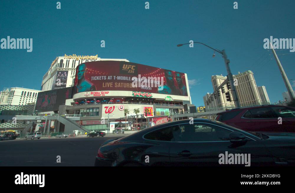 Driving Through Las Vegas City Strip In The Day Raw Pro Res HQ 4K Stock