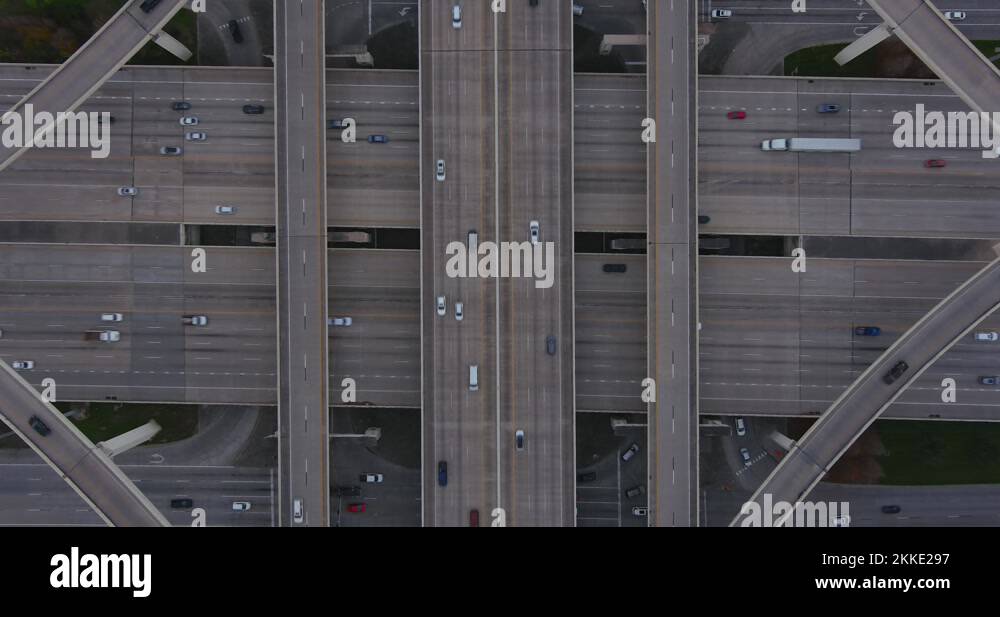Birds eye view of cars on I10 West in Houston, Texas Stock Video