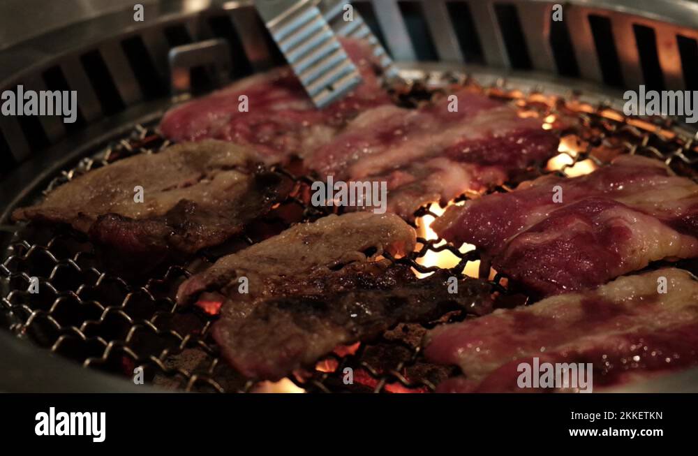 Japanesestyle bbq Yakiniku with Wagyu beef Stock Video Footage Alamy