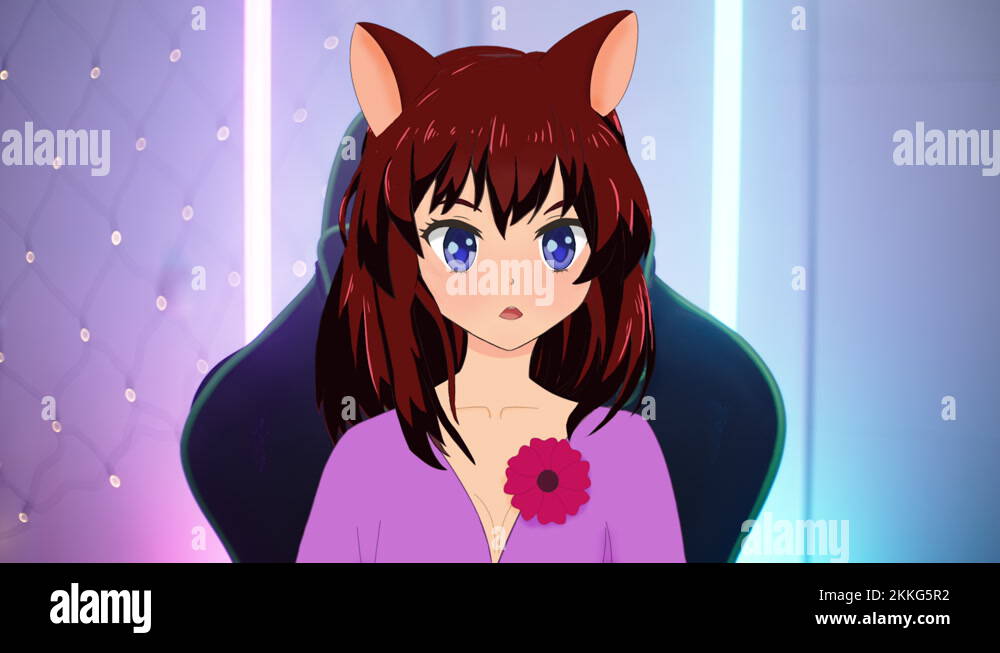 Cute character vtuber streamer play games from reallife room