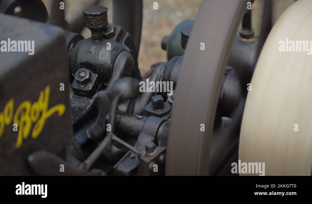 Rural, restored 19th century Steam driven, steampowered machine at