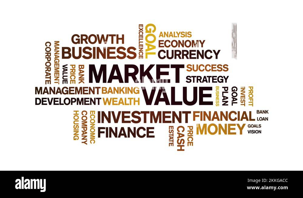 4k Market Value Animated Tag Word Cloud,Text Design Animation seamless