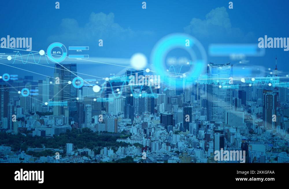 Smart city and communication network concept. Digital transformation ...