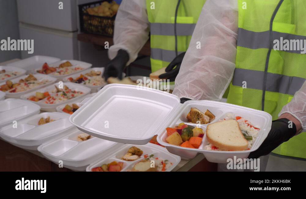 Volunteer chefs, cooking hot meals and packaging for delivery. Charity