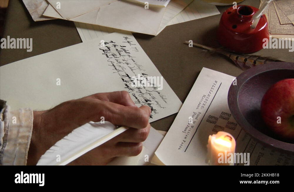 18th Century recreation Tabletop, quill writing, dipping ink and