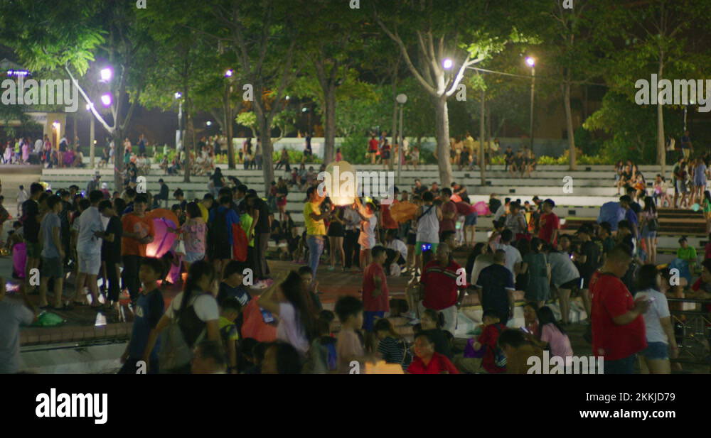 People Celebrating The Mid Autumn Chinese Moon Festival in Miri, East ...