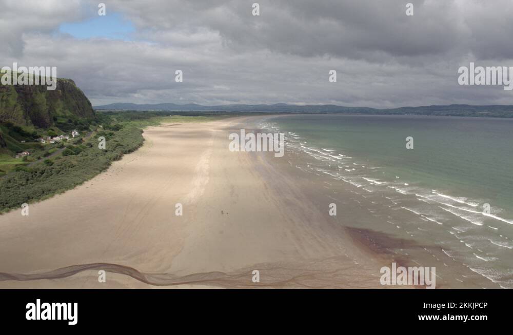 Downhill beach and Mussenden Temple on the Causeway Coastal Route Stock