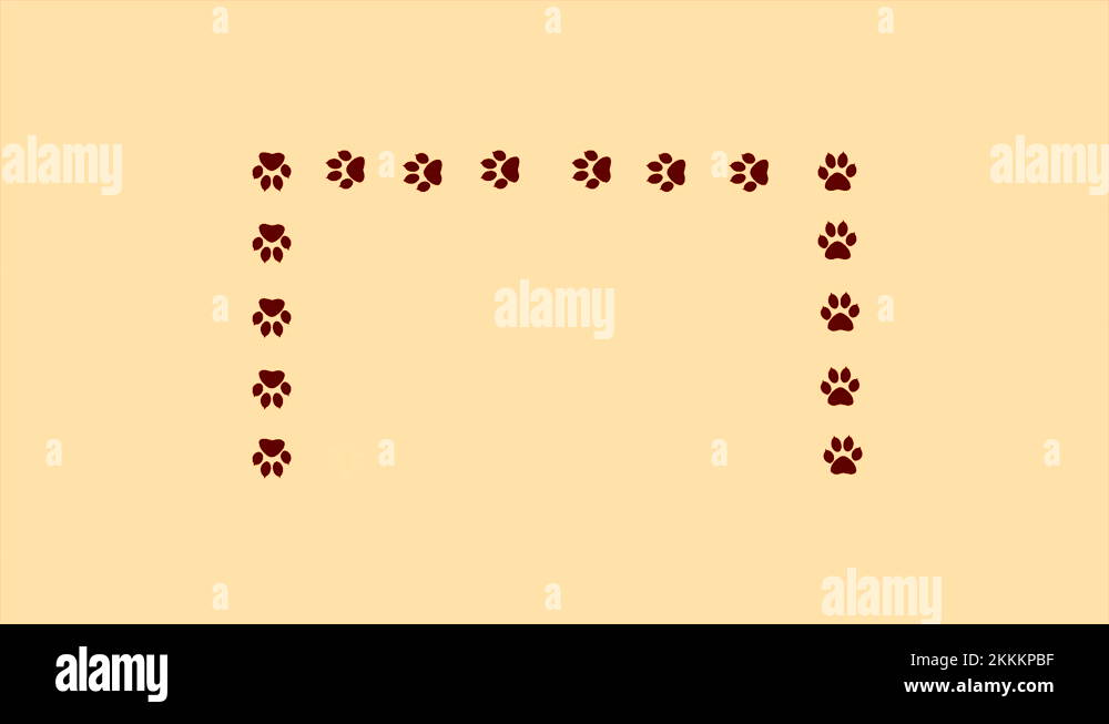 The footsteps of the cat's paws were imprinted on the yellow background