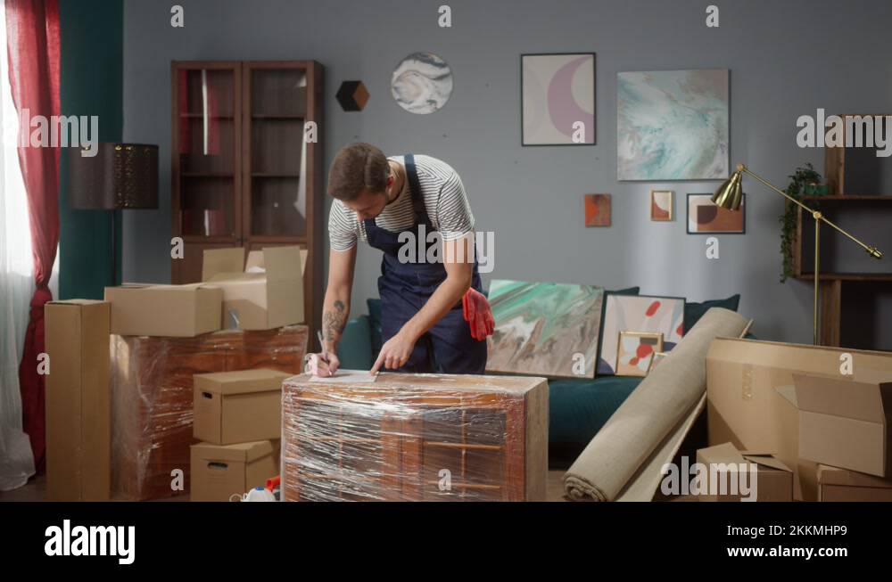 Professional repairman worker do furniture examination in apartments and mesure Stock Video