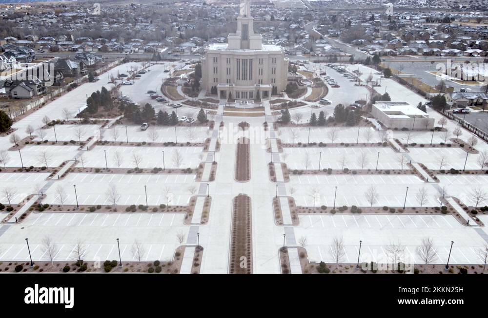 Empty Parking Lot In Front Of Payson Utah Temple, Church of Jesus
