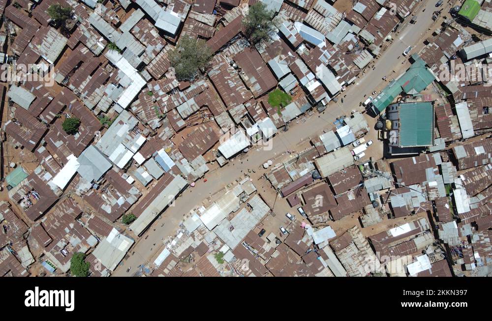 Drone view Poor tin roof houses of Kibera Slums of kenya. KenyaAfrica