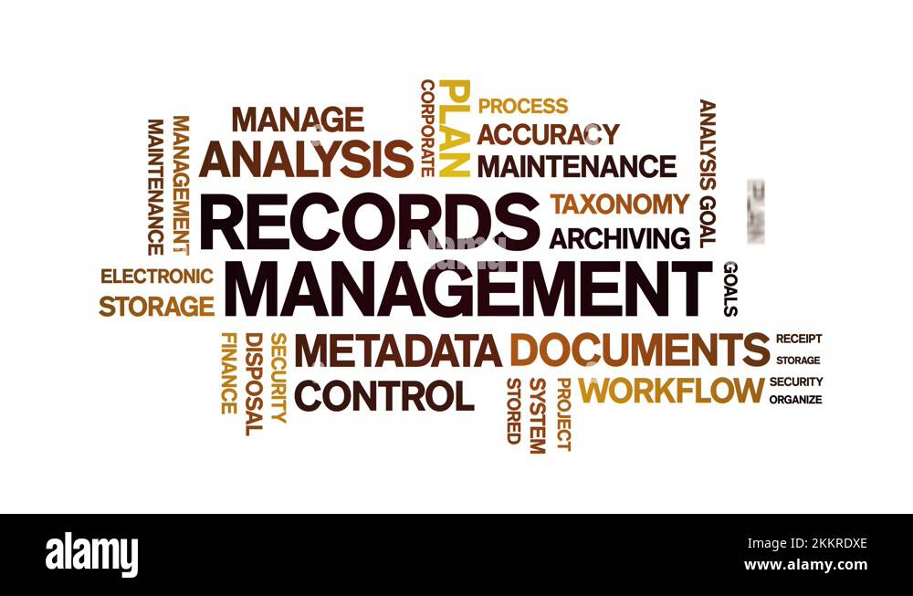 4k Records Management Animated Tag Word Cloud,text Animation Seamless 