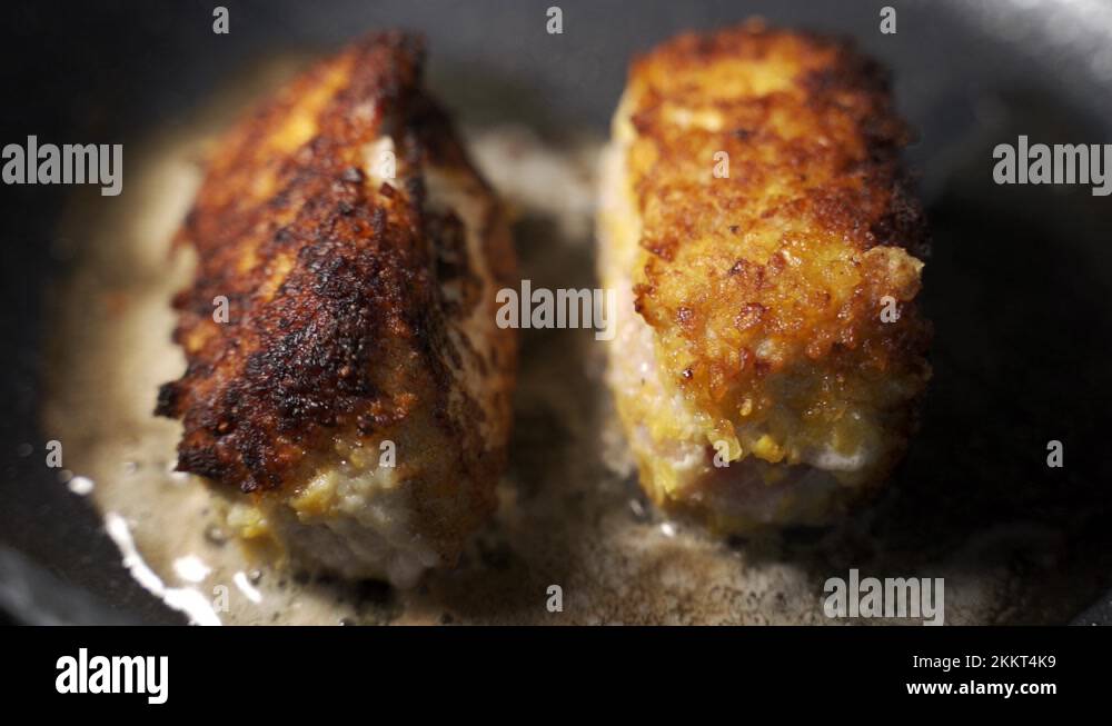 Deep fried chicken schnitzel Stock Videos & Footage HD and 4K Video