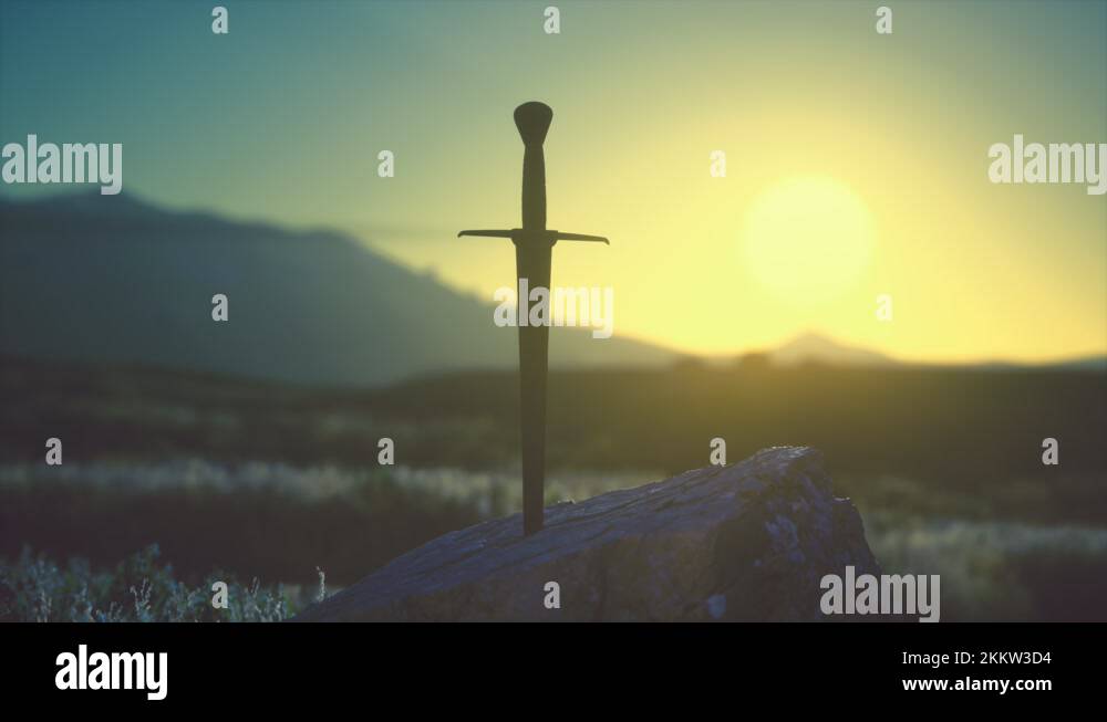 famous sword excalibur of King Arthur in the rock Stock Video Footage ...