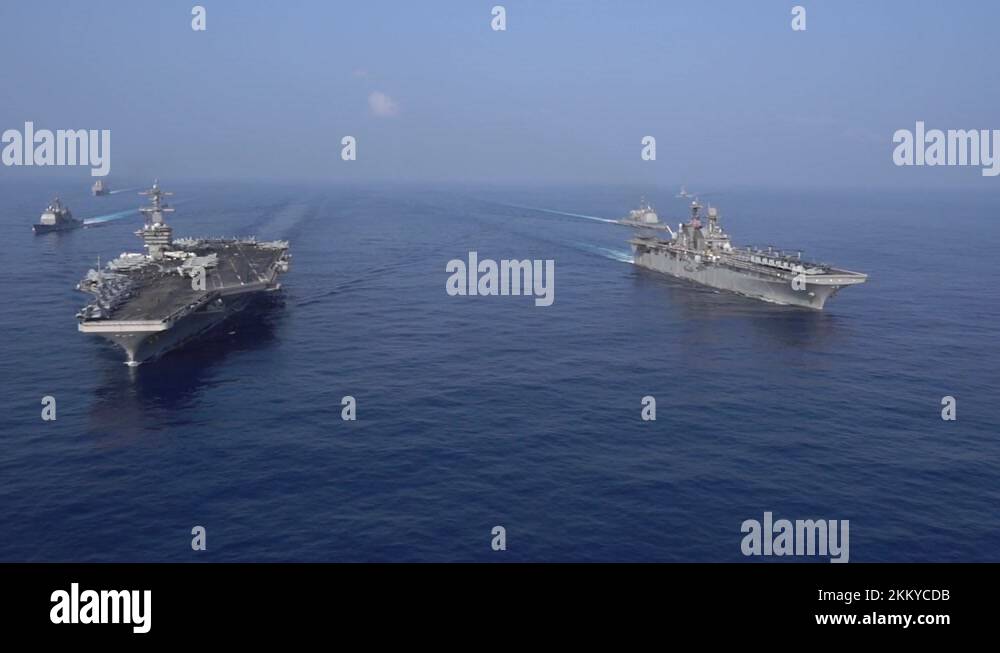 USS Theodore Roosevelt and Makin Island Transit South China Sea Stock ...