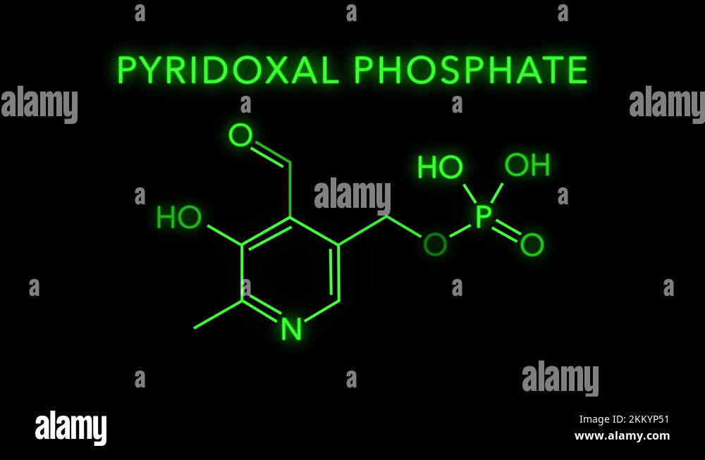 Pyridoxal phosphate or Vitamin B6 Molecular Structure Symbol Neon