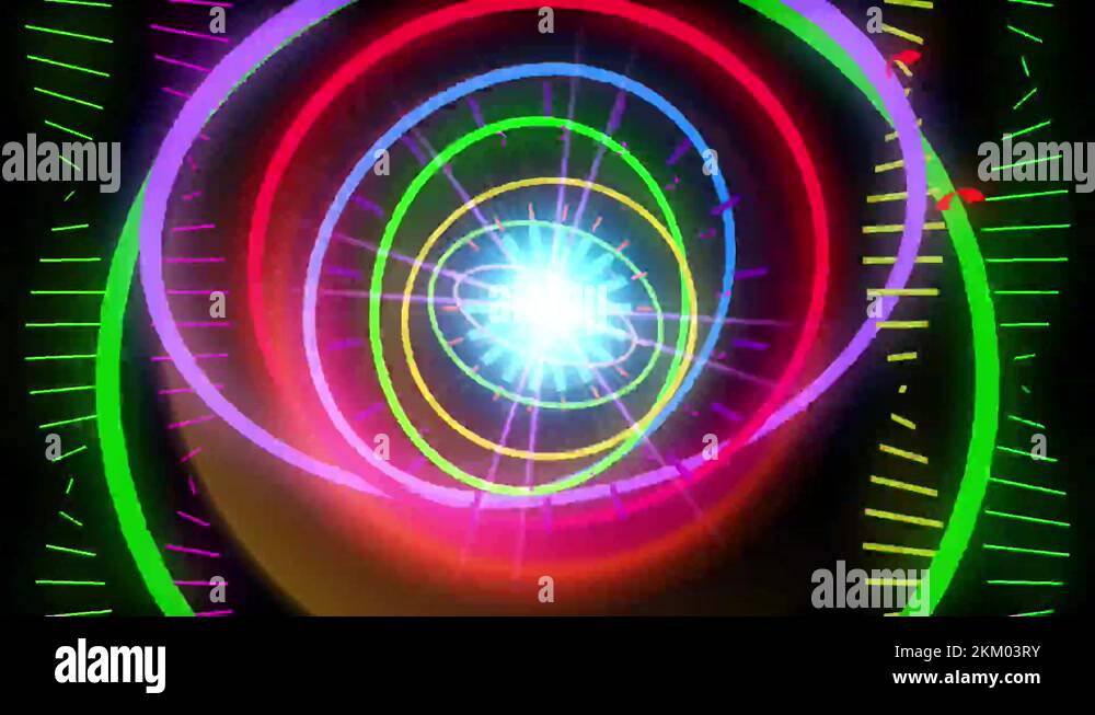 Computer generated screen saver graphics animation of bright neon Stock ...