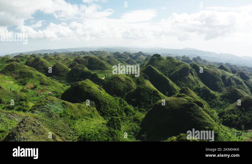 Chocolate Hills in Cebu, Philippines. Green hills with regular shapes