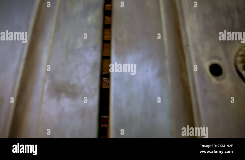 The bronze doors in gap between which you can see the interior of the