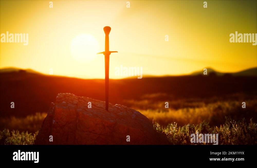 famous sword excalibur of King Arthur in the rock Stock Video Footage ...