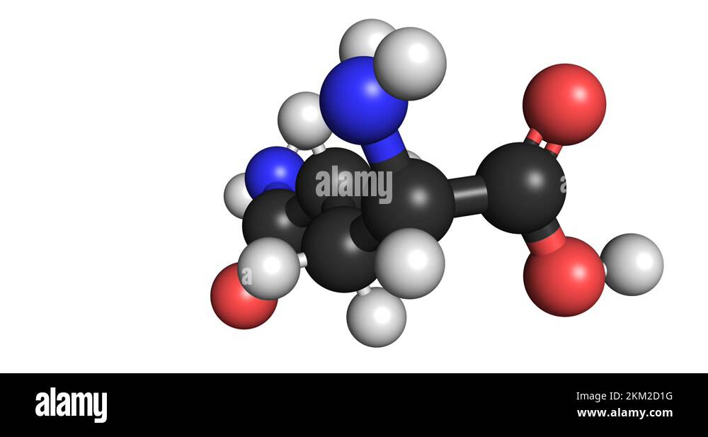 LGlutamine amino acid molecule 3D render chemical structure 4K