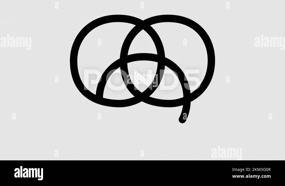Three overlapping circles color scheme model icon animation. Motion