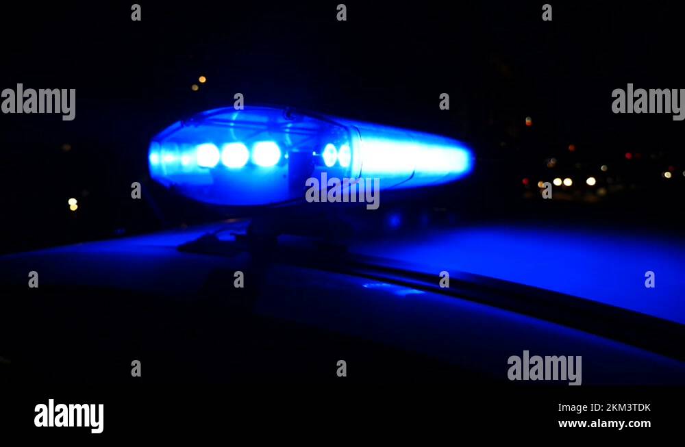 A police flasher on the car, a stroboscope. Closeup. HD Stock Video