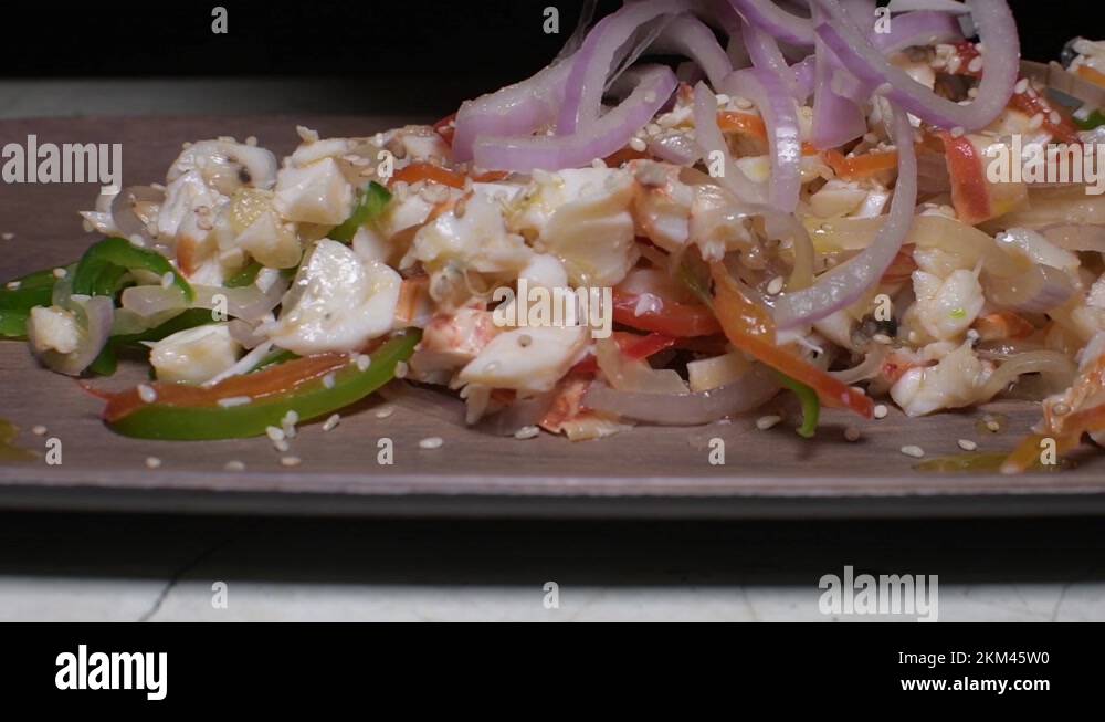 caribbean lobster ceviche ,with olive oil Stock Video Footage Alamy