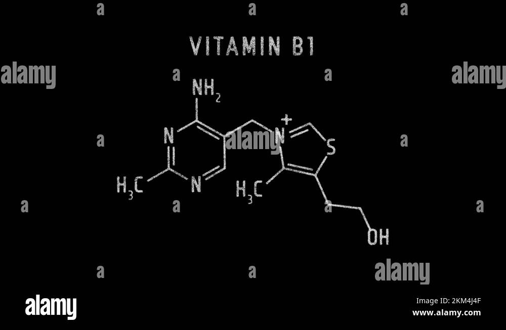 Vitamin B1 Molecular Structure Symbol Sketch or Drawing Animation Stock