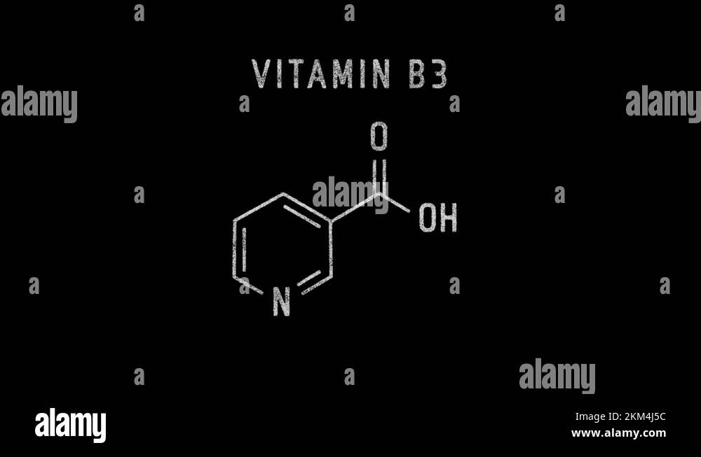 Vitamin B3 Molecular Structure Symbol Sketch or Drawing Animation Stock