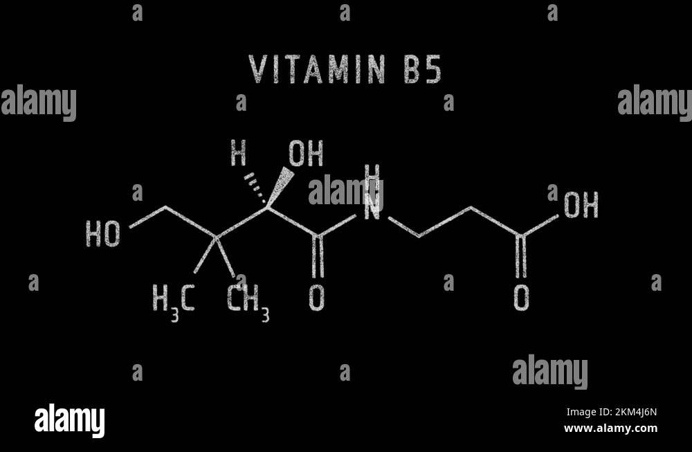 Vitamin B5 Molecular Structure Symbol Sketch or Drawing Animation Stock