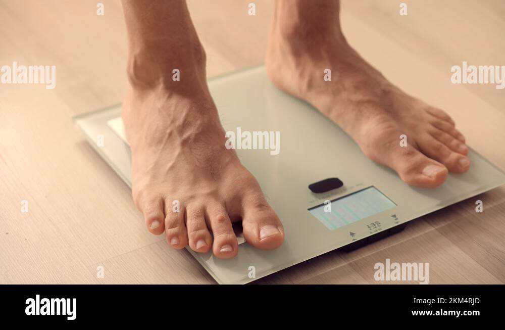 Scales Measure Weight.Bathroom Scale.Diet Man Standing Weighing Scales Stock Video Footage Alamy