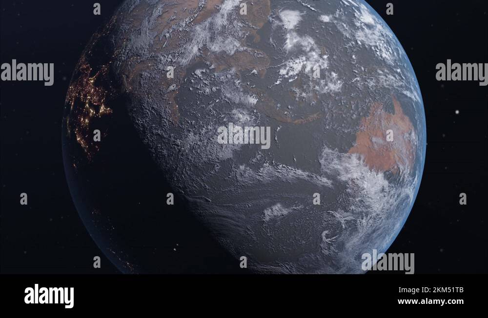 Realistic world globe spinning slowly animation. Zoom in planet Earth ...
