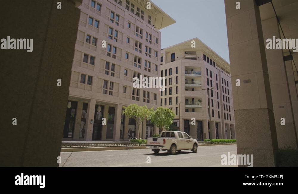 Doha Qatar Camera tracking next to a wall with a modern Msheireb