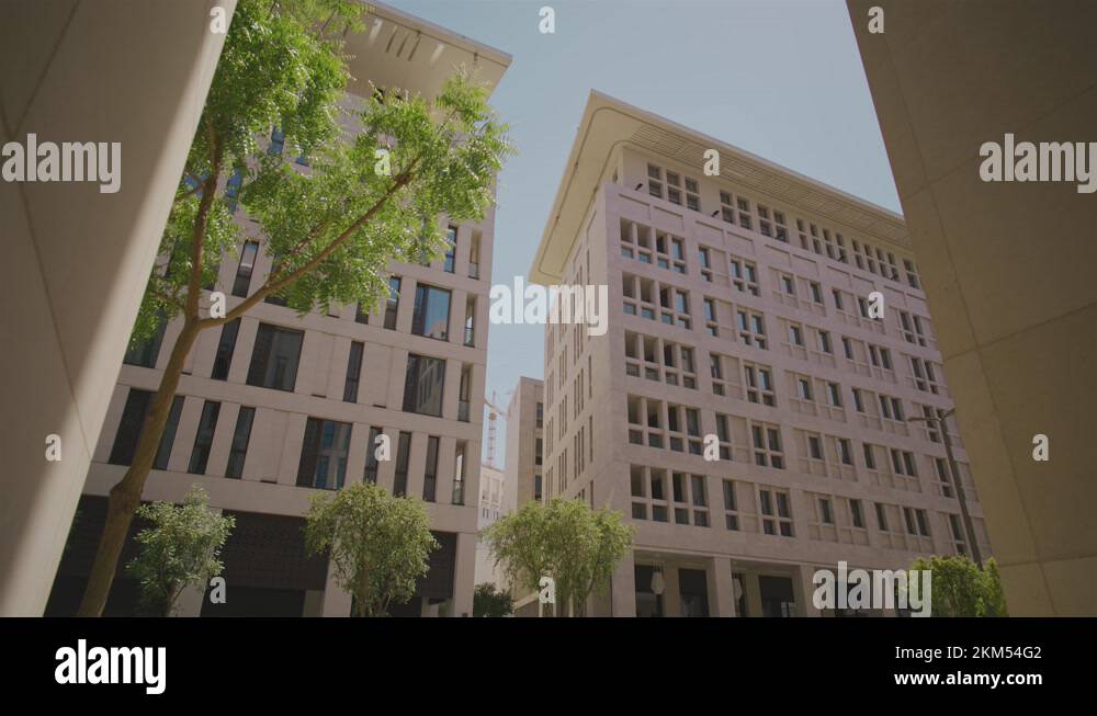 Doha Qatar Camera tracking next to a wall with a modern Msheireb