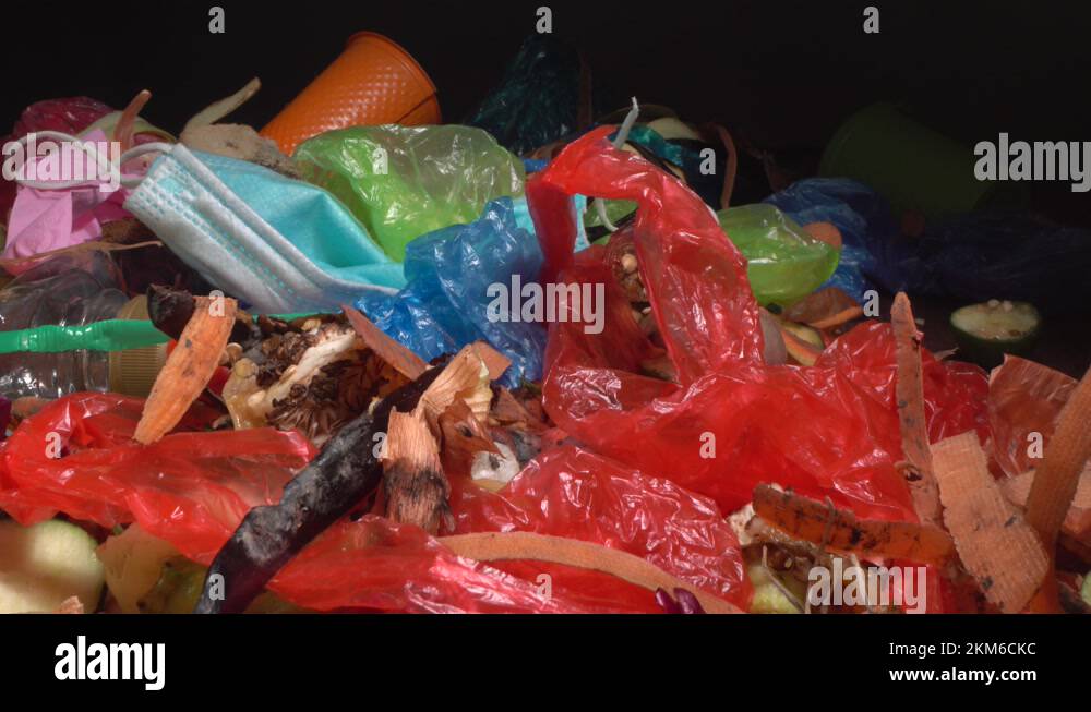General garbage in a landfill Organic waste, food loss, plastic bags