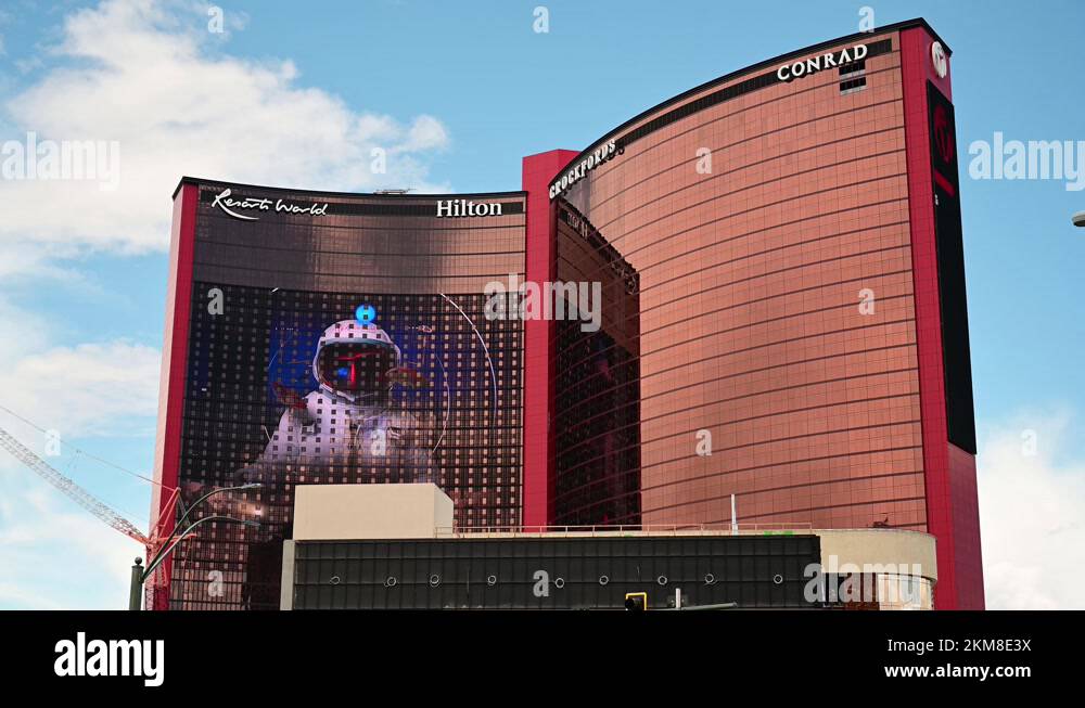 Giant LED screen on the exterior of Resorts World on the Las Vegas