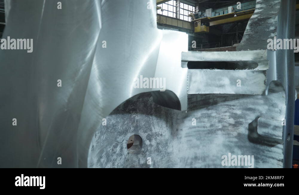 Process of Turbine Manufacturing. Inside of the Polished Huge Part of