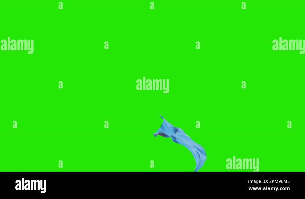 Blue waving cloth flying around transparent object, Green Screen ...