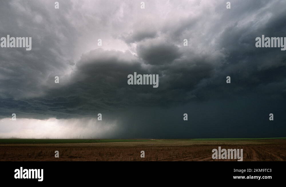 A Storm Moves Through Tornado Alley During Severe Weather Stock Video ...