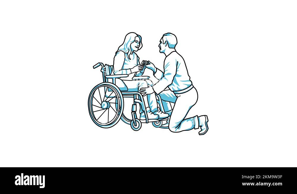 Care and non‑discrimination for wheelchairbound person Animation Stock