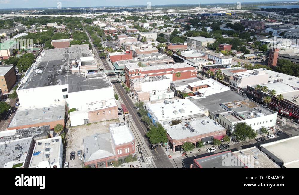 aerial arching over East 8th Avenue in Ybor City, in Tampa, Florida