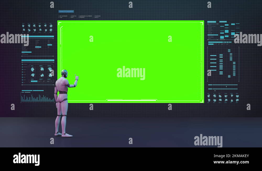 AI Humanoid Robot Giving A Presentation With User Interface. 4k Stock ...