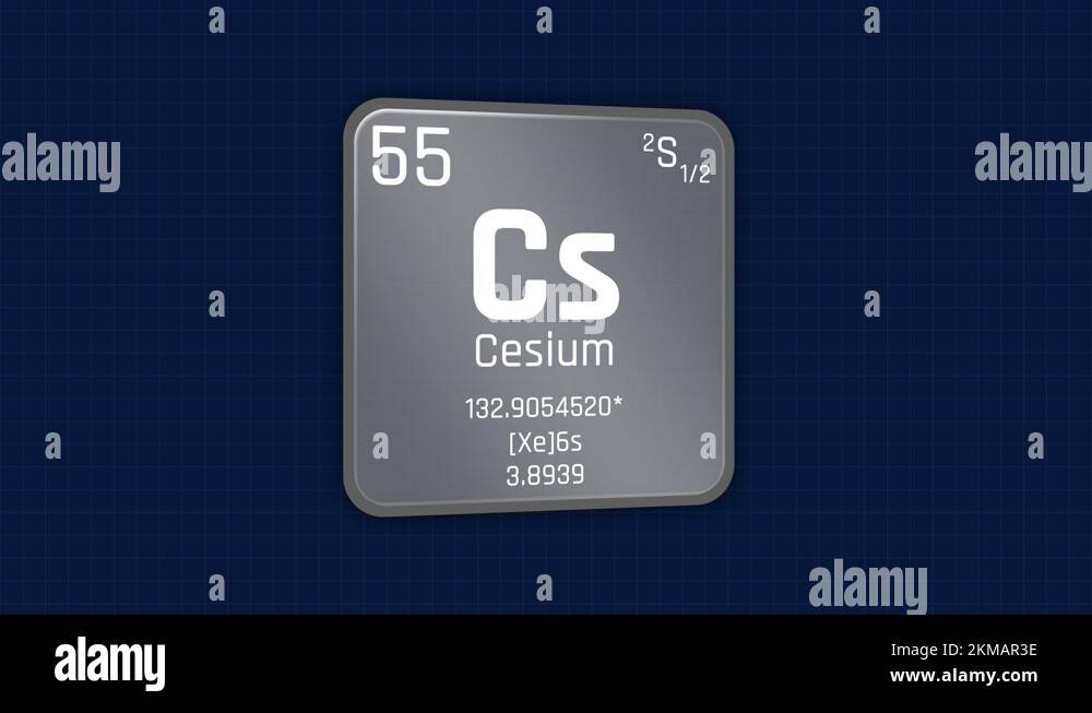 Cesium Or Cs Element Periodic Table Animation On Grid Background Stock ...