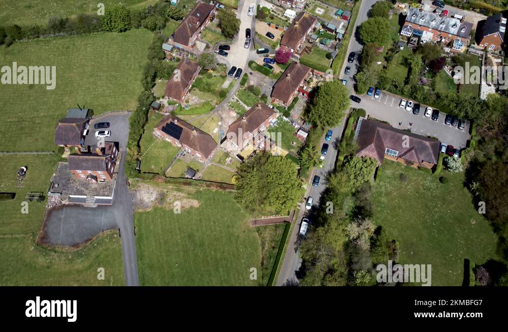 Birdseye view of a small culdesac in a village in Kent, UK Stock