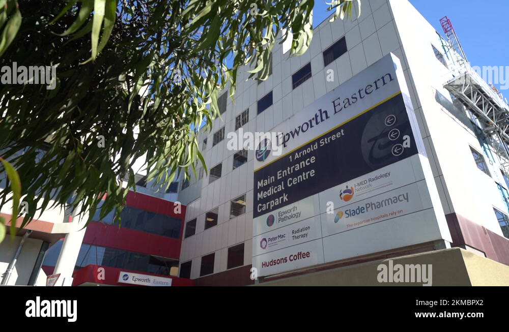 Epworth Eastern hospital building facade and signboard Stock Video