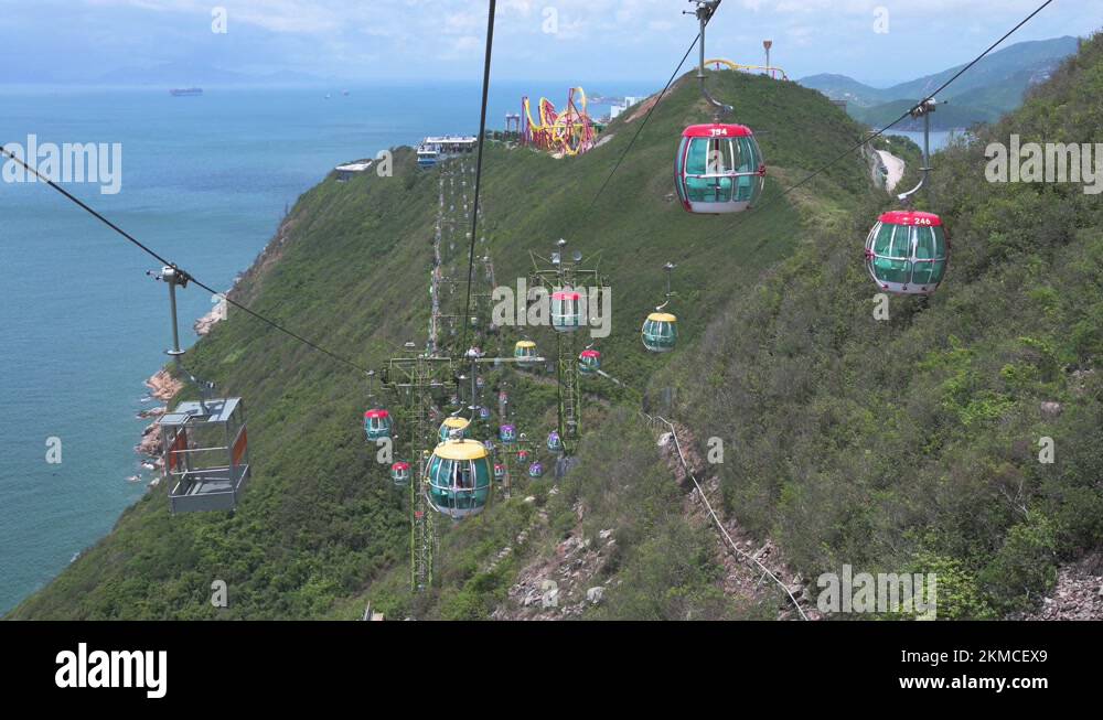 Cable car rides are seen at the amusement and animal theme park Ocean